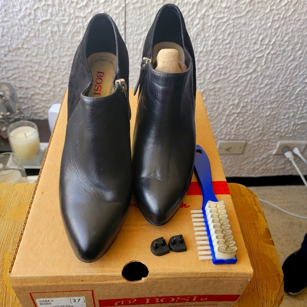 Black leather boots
